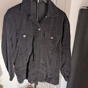 Elegant Black Corduroy Shirt Jacket